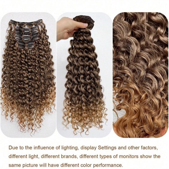 Clips In Hair Extensions 7 Pcs Hairpieces Brown Color 18 Inch Long Natural Wavy - Picture 5 of 5